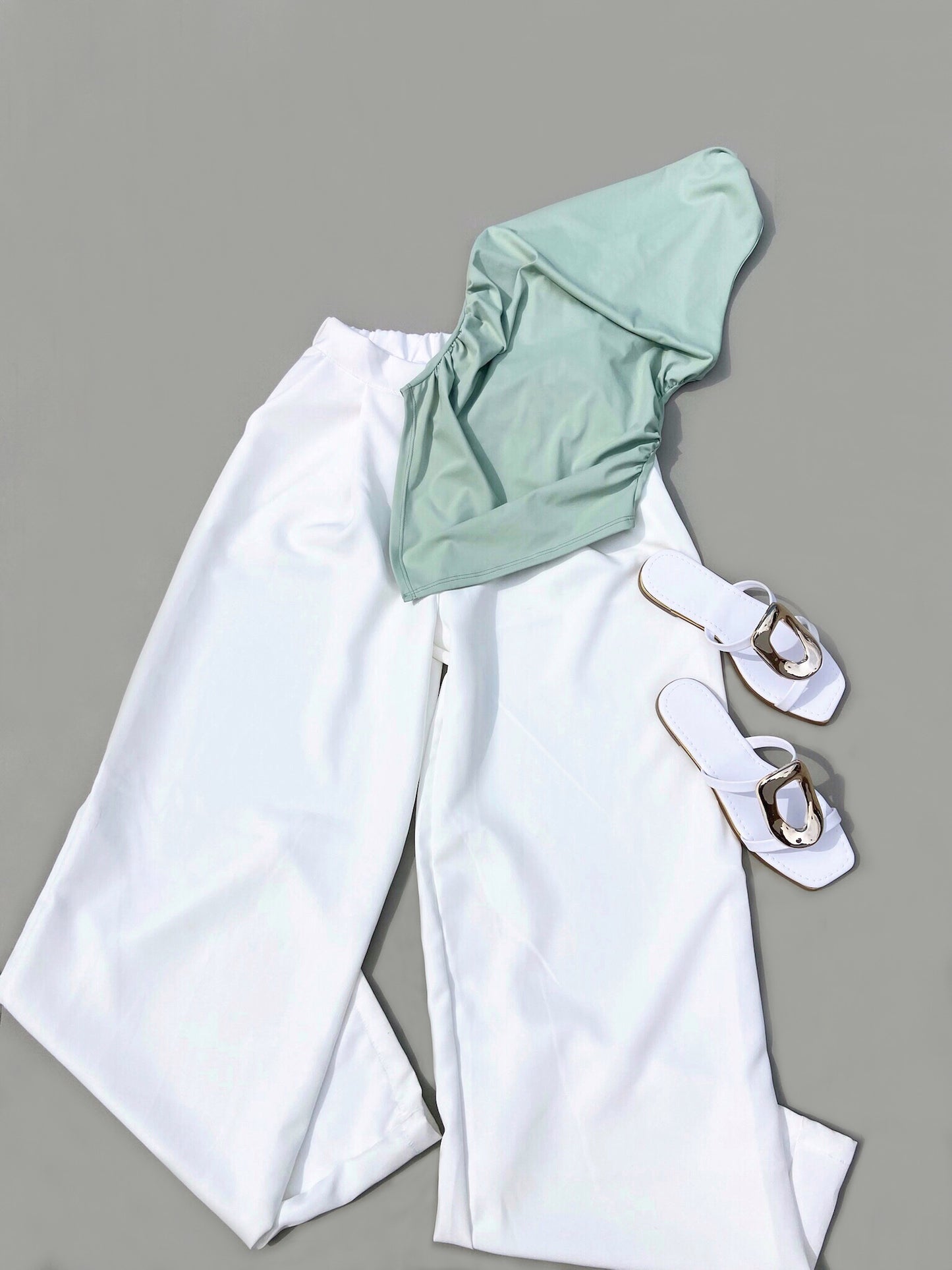 Pantalón Recto Media Pinza Blanco