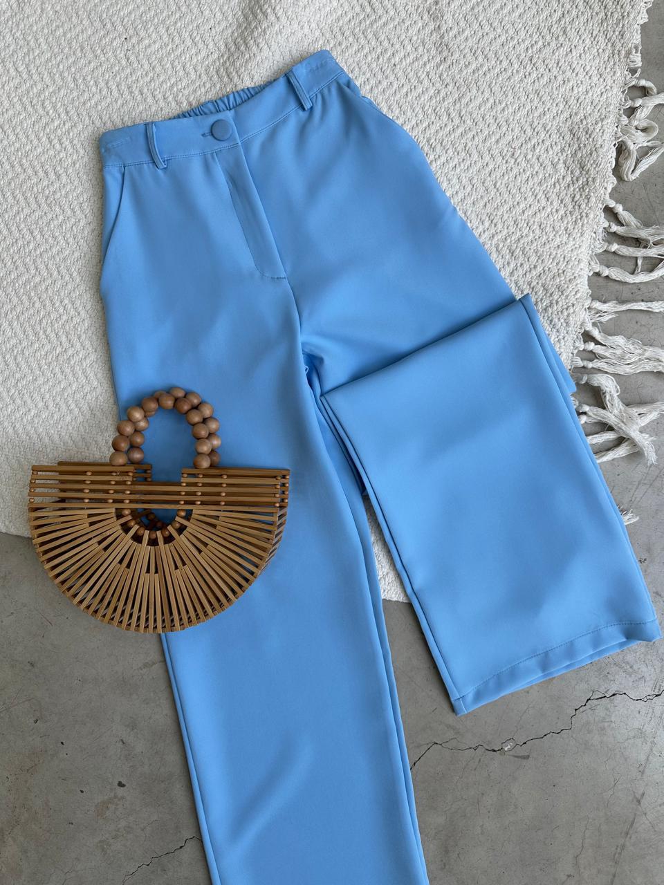 Pantalón Recto Azul