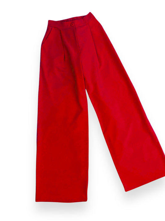 Pantalón Recto Media Pinza Rojo