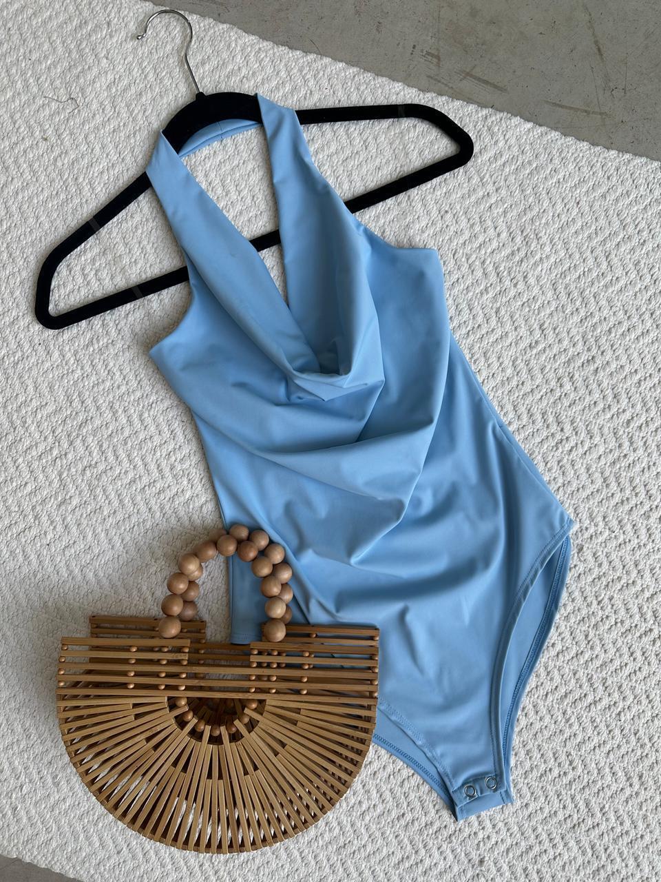 Pantiblusa Cowl Halter Azul Claro