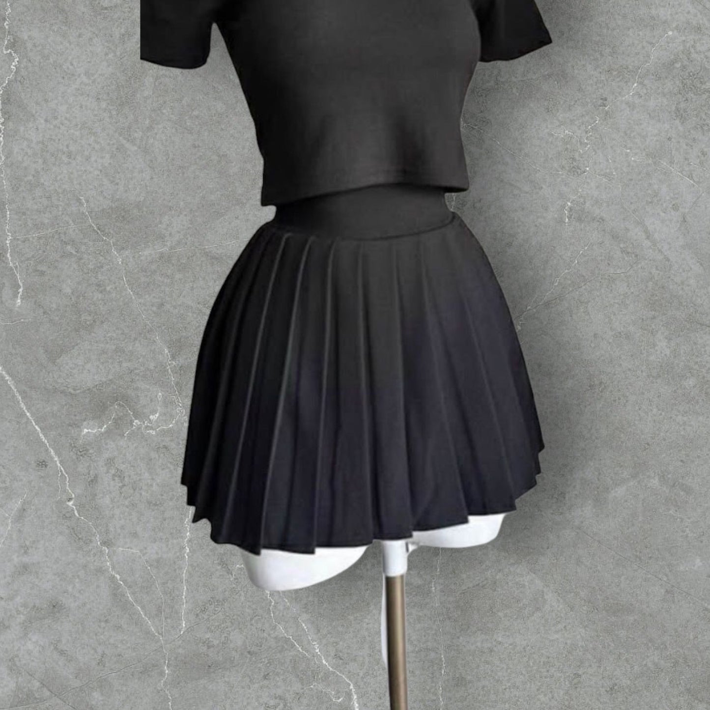 Short Falda Tableada Negra