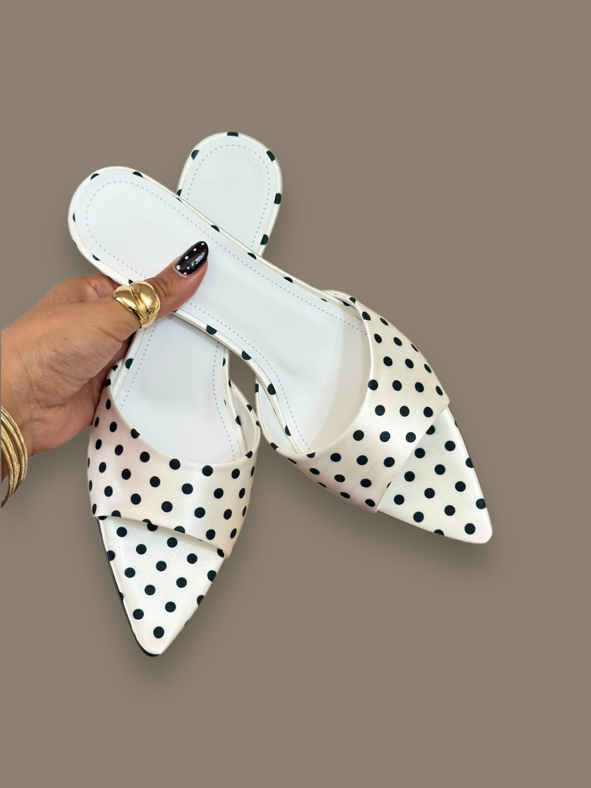 Tacones Las Vegas Polka Dot White