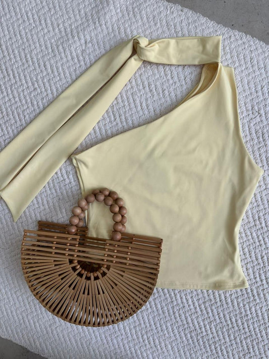 Blusa Asimétrica Corbatín Butter Yellow