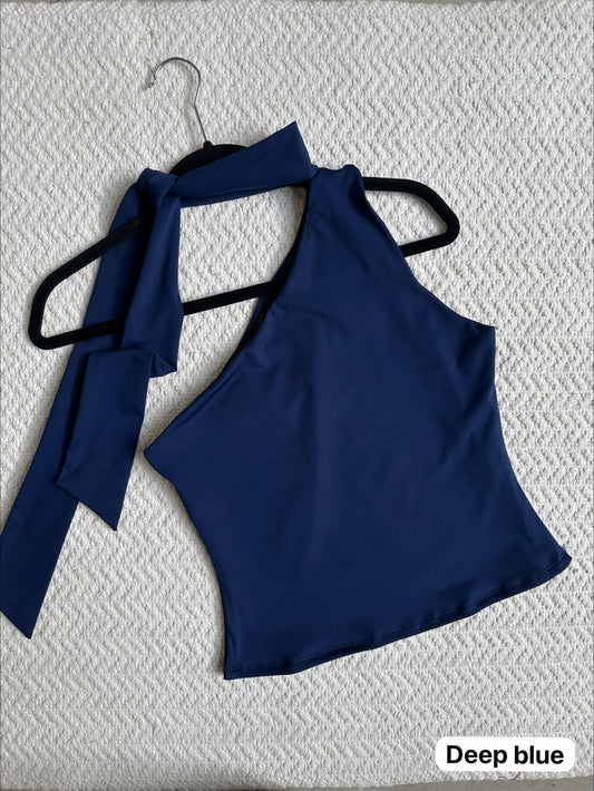Blusa Asimétrica Corbatín Deep Blue