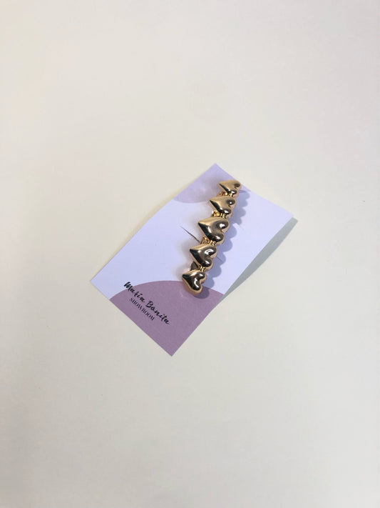 Broche Corazones Lisos Dorados