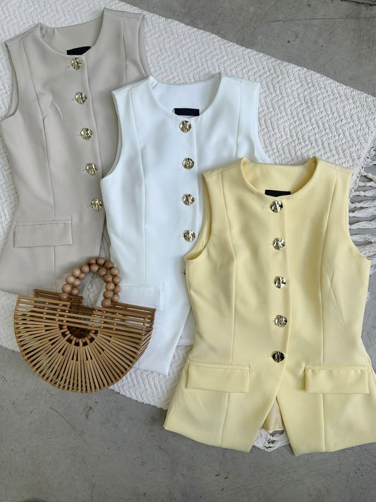 Chaleco Cuello Redondo Butter Yellow