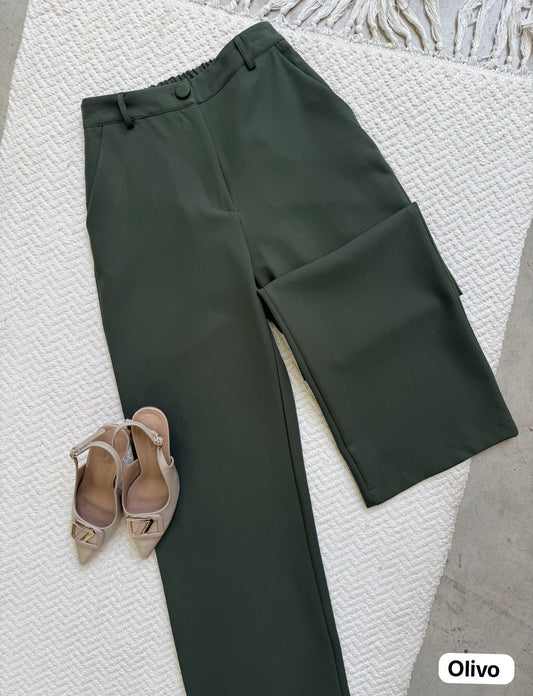 Pantalón Recto Olivo