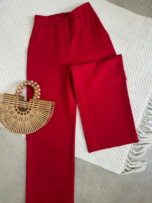 Pantalón Recto Rojo