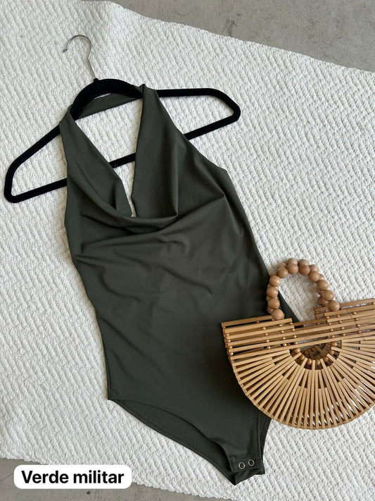 Pantiblusa Cowl Halter Verde Militar