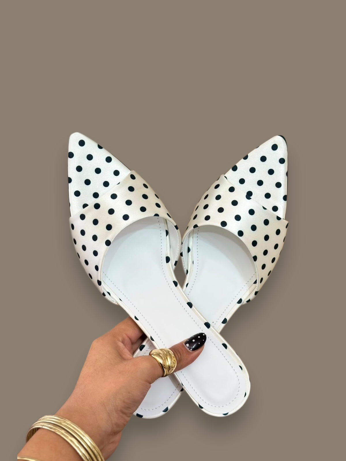 Tacones Las Vegas Polka Dot White