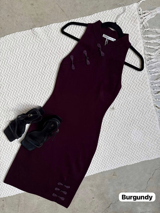 Vestido Estilo Qipao Burgundy