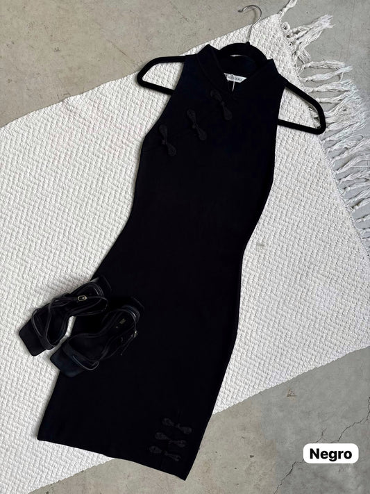 Vestido Estilo Qipao Negro